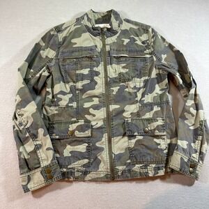 Caslon Women's Camo Utility Jacket Military Style Zip Pockets Size Medium‎